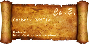 Csibrik Béla névjegykártya
